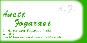 anett fogarasi business card